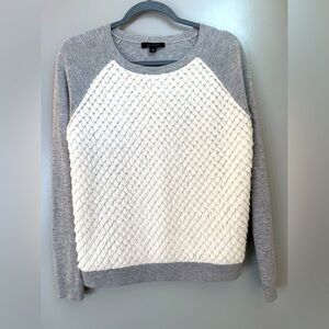 Gray and White Textured Wool Sweater